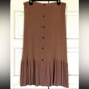 Milk & Honey Boho Brown/Tan Button Down Skirt